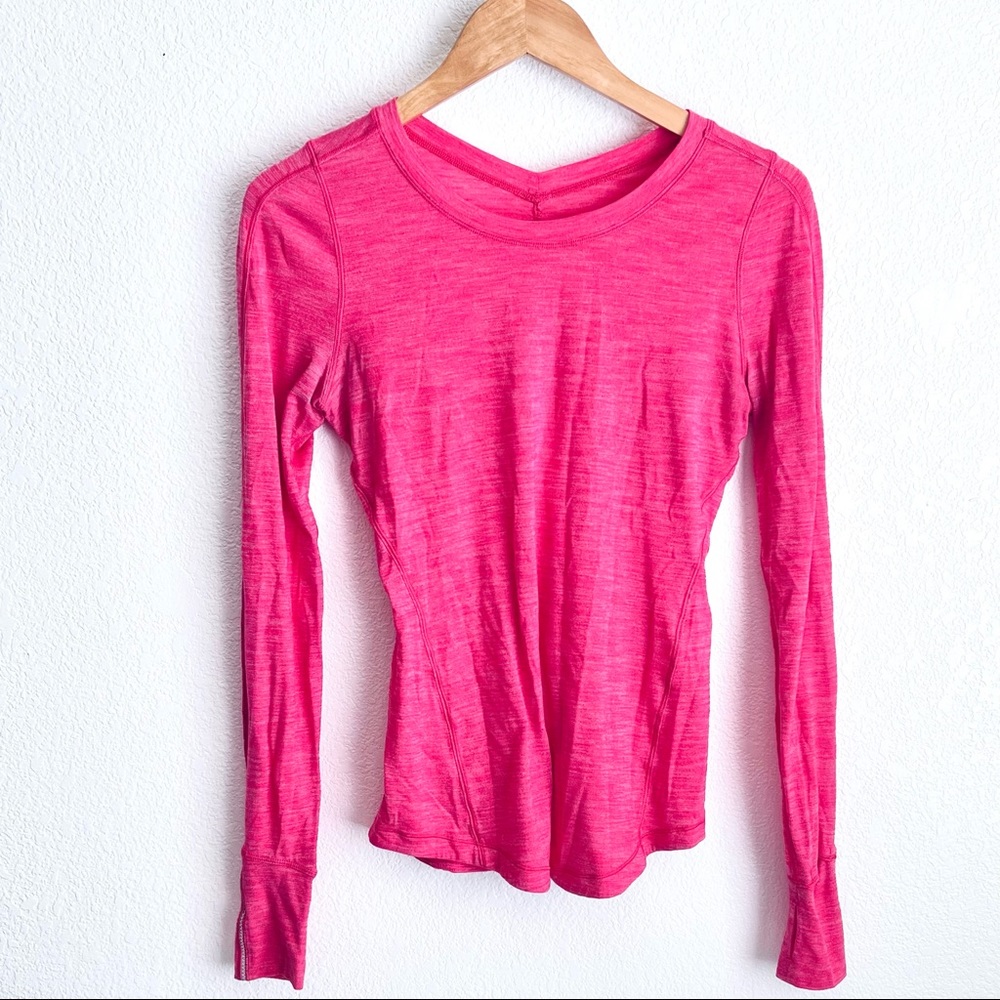 lululemon Bright Fuchsia Long Sleeve Light Weight Running Shirt